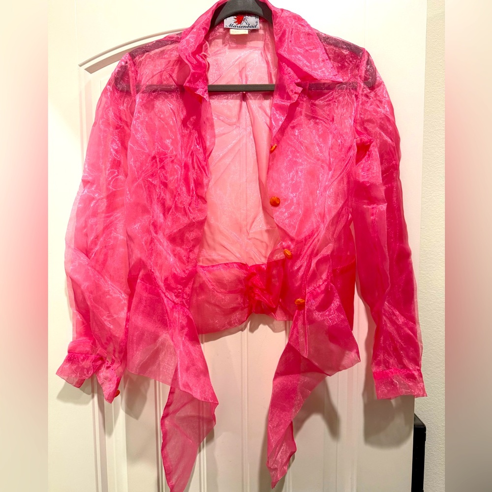 Pink sheer button blouse Marienbad (M)